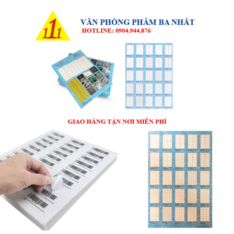 Mua giấy in mã vạch khổ A4 giá rẻ, chất lượng cao. Decal A4 đế xanh/vàng độ bám dính tốt, in sắc nét, tương thích hoàn hảo với mọi máy in Laser văn phòng. Xem ngay!