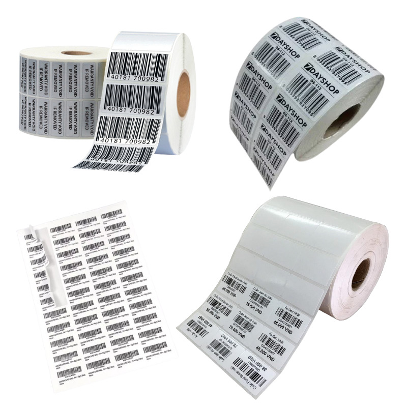 Các loại giấy in nhãn đa năng, chất lượng cao. Giải pháp hoàn hảo cho in tem mã vạch, nhãn sản phẩm với độ bám dính tốt và bản in sắc nét