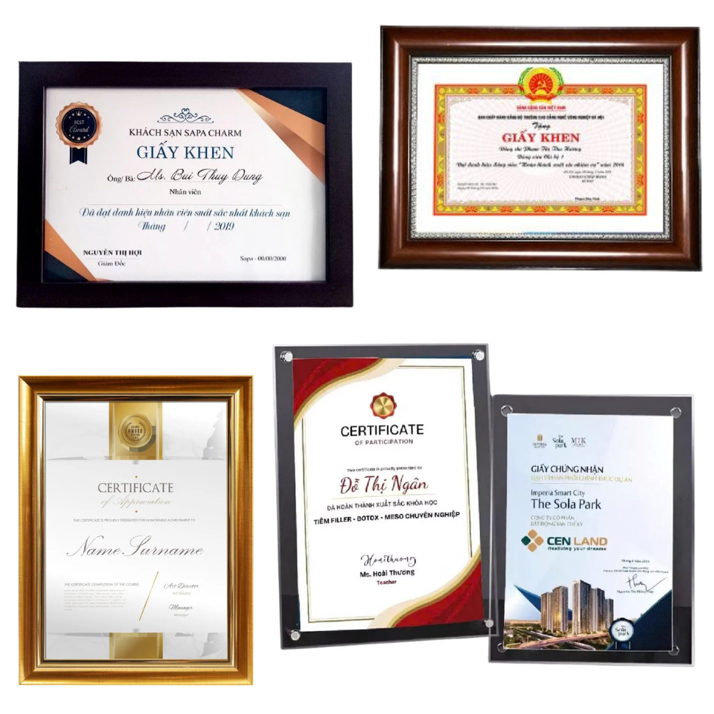 khung bang khen go cao cap da dang mau 03