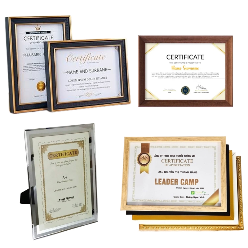Sở hữu mẫu khung bằng khen A5 cao cấp, đa dạng chất liệu gỗ, mica, composite bền đẹp với giá xưởng tốt nhất giúp tôn vinh trọn vẹn mọi giá trị.
