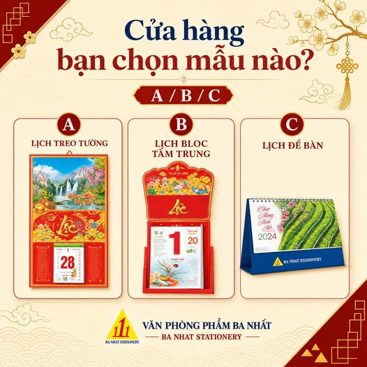 Mẫu lịch Tết 2027: lịch treo tường, lịch bloc, lịch để bàn – VPP Ba Nhất